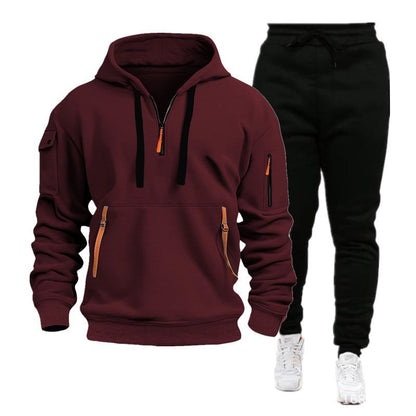 2025 Autumn and Winter Sports Sweater Set Men's Zipper Hoodie Set Sweater Pants Two-piece Set