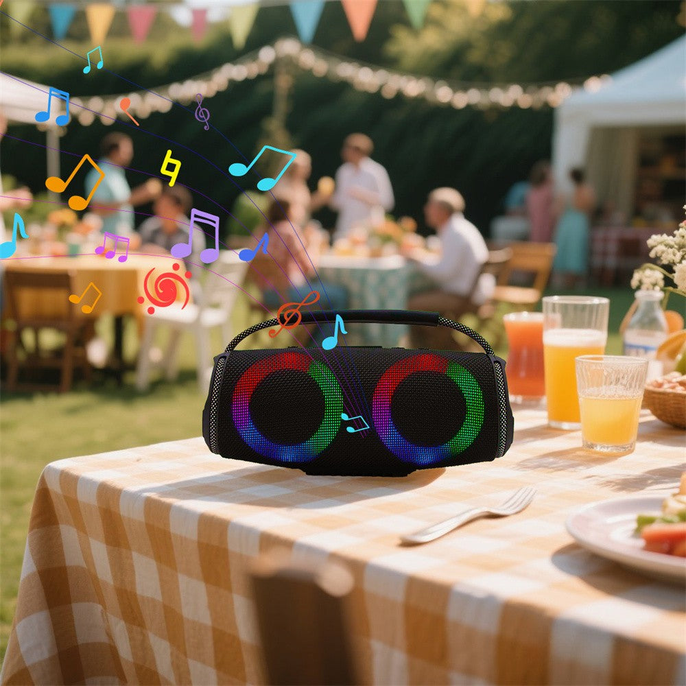 Powerful Bluetooth Speaker LED Light Portable Outdoor Speakers Dual 4'' Subwoofer Sound Box Support