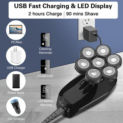 Kensen 5 In 1 Electric Shaver 7D Floating Cutter Head Rechargeable Shaver Kit For Men IPX6 Waterproof Beard Trimmer head shavers