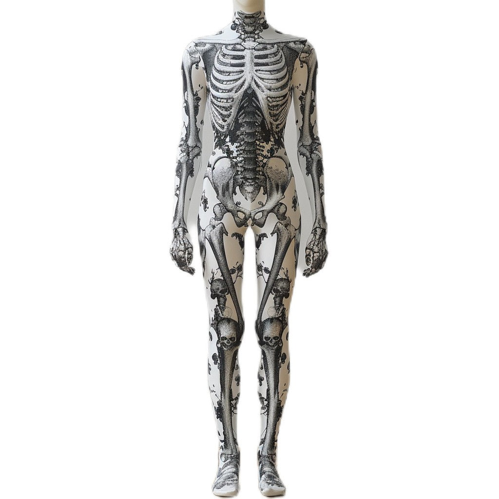 Adult Halloween Skeleton 3d Printing Holiday Party Cyberpunk Bodysuit And Mask Jumpsuit Skeleton Alien Cosplay Costume Bodysuit