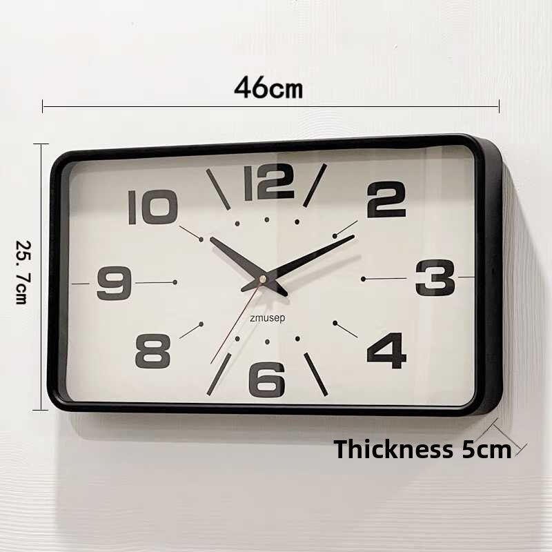 Win Elegant Simple Modern Japanese Style Metal Wall Clock New Silent Rectangular Home and Office Clock for Living Room