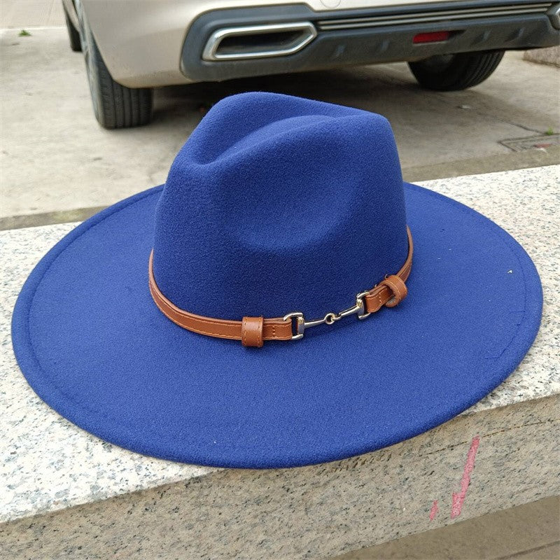 Chapéu Fedora de feltro liso com coroa em formato de gota para homens e mulheres novo cinto de couro Chapéu Panamá ????? ???????