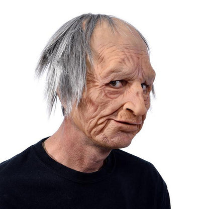 Black Elderly Woman Man Mask Wrinkle Full for Head Mask Grandpa/Grandma Face Novelty Mask Halloween Party Cosplay Props Supplies