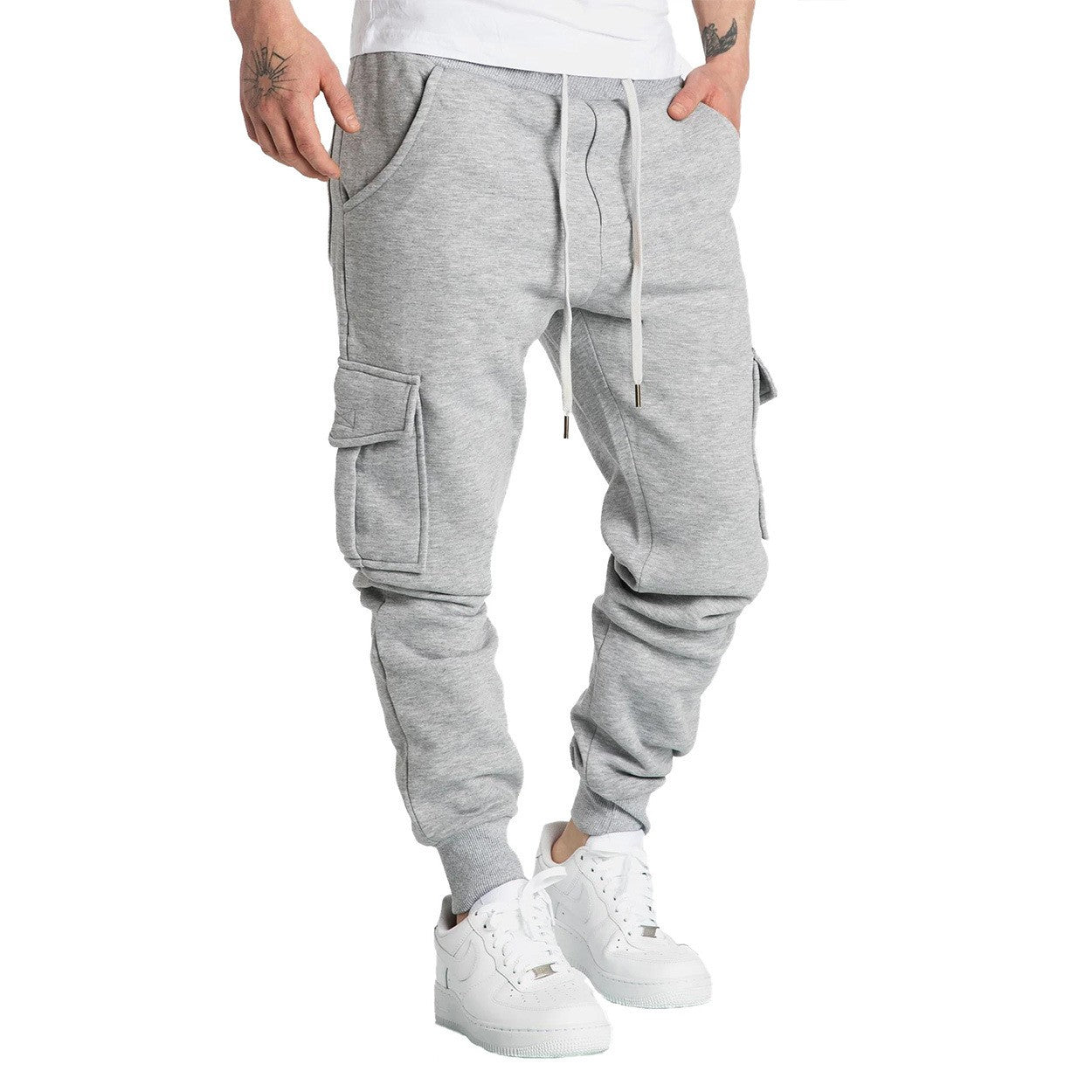 Mens Sweatpants Straight Fit Joggers for Sports and Streetwear Loose Oversized Drawstring Long Pants Men Multi-pocket Pants