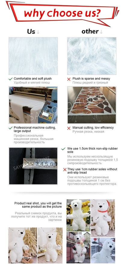 US stock Inflatable Polar Bear Costume Mascot for Advertising Christmas Halloween Adult Fursuit Panda Gorilla Carnival Suit