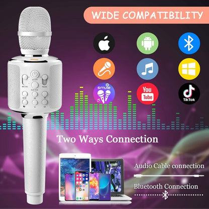 Microfone de Karaokê Sem Fio Bluetooth Portátil para Canto com Dueto/Gravação/Reprodução/Reverb Presente para Adulto/Criança para KTV em Casa