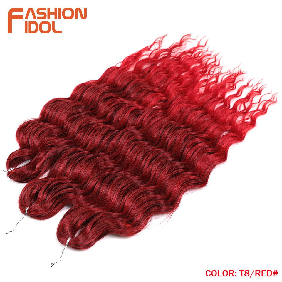 FASHION IDOL Cabelo de Crochê Torção Laranja Extensões de Cabelo Trançado de Onda Profunda Sintética Cabelo Onda de Água 24 Polegadas Fibra Resistente ao Calor