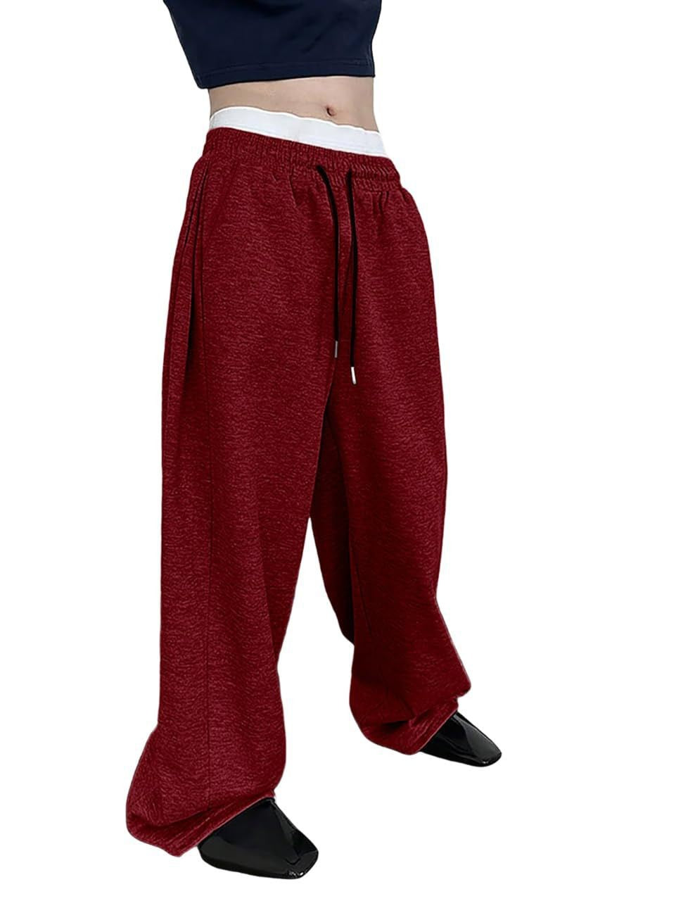 2025 wide leg sweatpants men's sweatpants waist drawstring straight leg loose pants straight leg sports pants