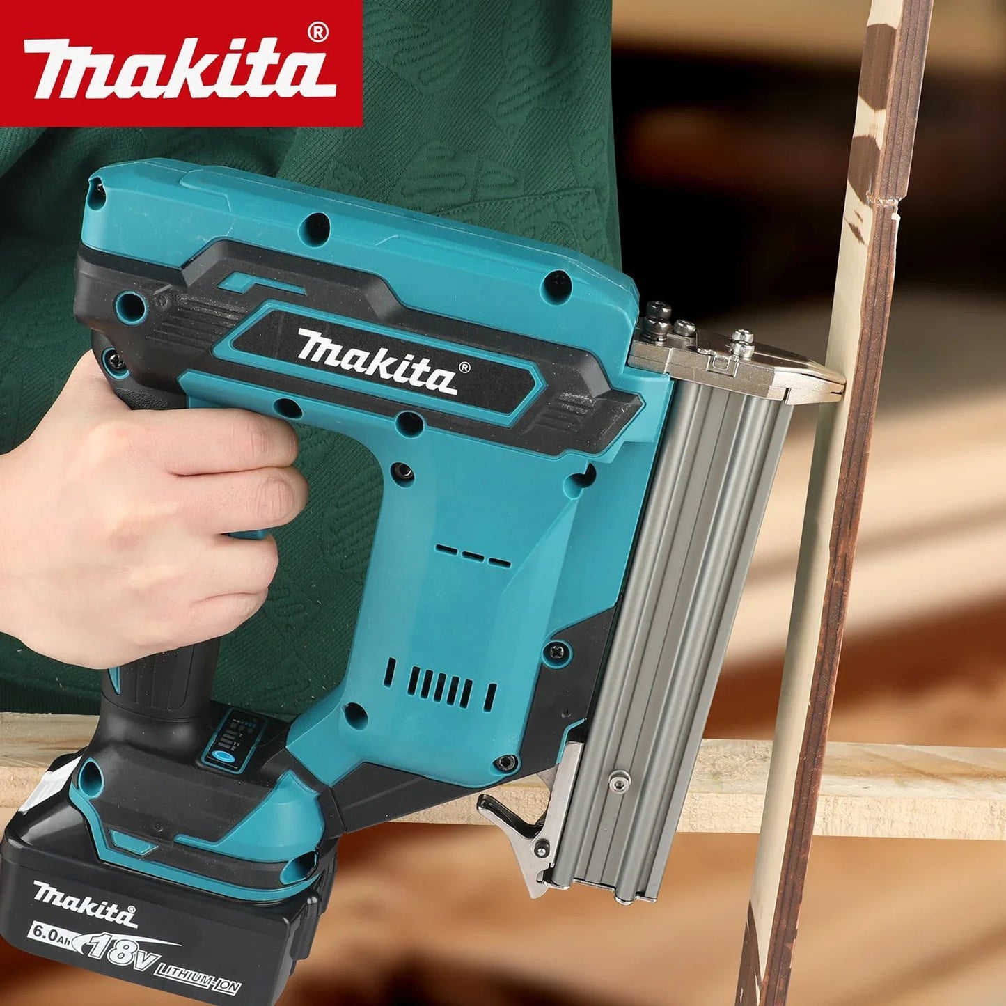 Pistola de Prego Makita a Bateria: Pregos de 10-30mm, Capacidade de 100 Pregos, Bateria de 22900mAh, Vibração de ≤2,5m/s², Alta Velocidade e Baixo Ruído para Trabalhos em Madeira