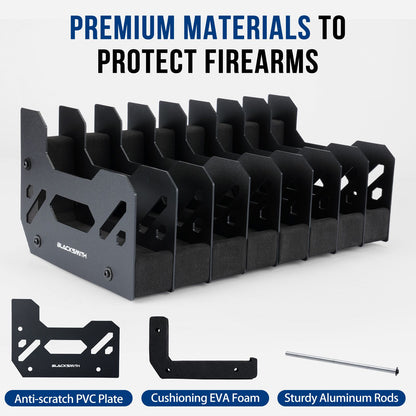 Suporte para Pistolas e Revólveres Blacksmith com 4/5/6 Compartimentos - Organizador de Armazenamento Doméstico para Economia de Espaço