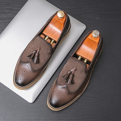 Men Business Dress Casual Fashion Elegant Formal ShoesSlip-on Evening Dress Loafers Party Tassel Leather Shoes Wedding Shoes