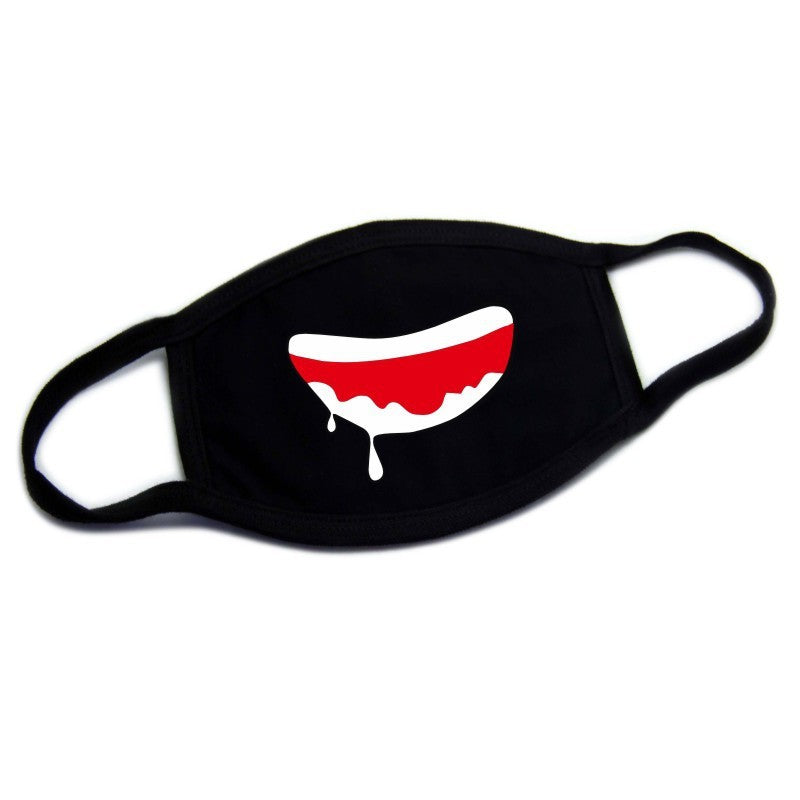 1PCS Black Mouth Mask Big Size Stop Air Pollution Home Cartoon Lovely Cotton Funny Teeth Masks Keep Warm Mouth Muffle Respirator