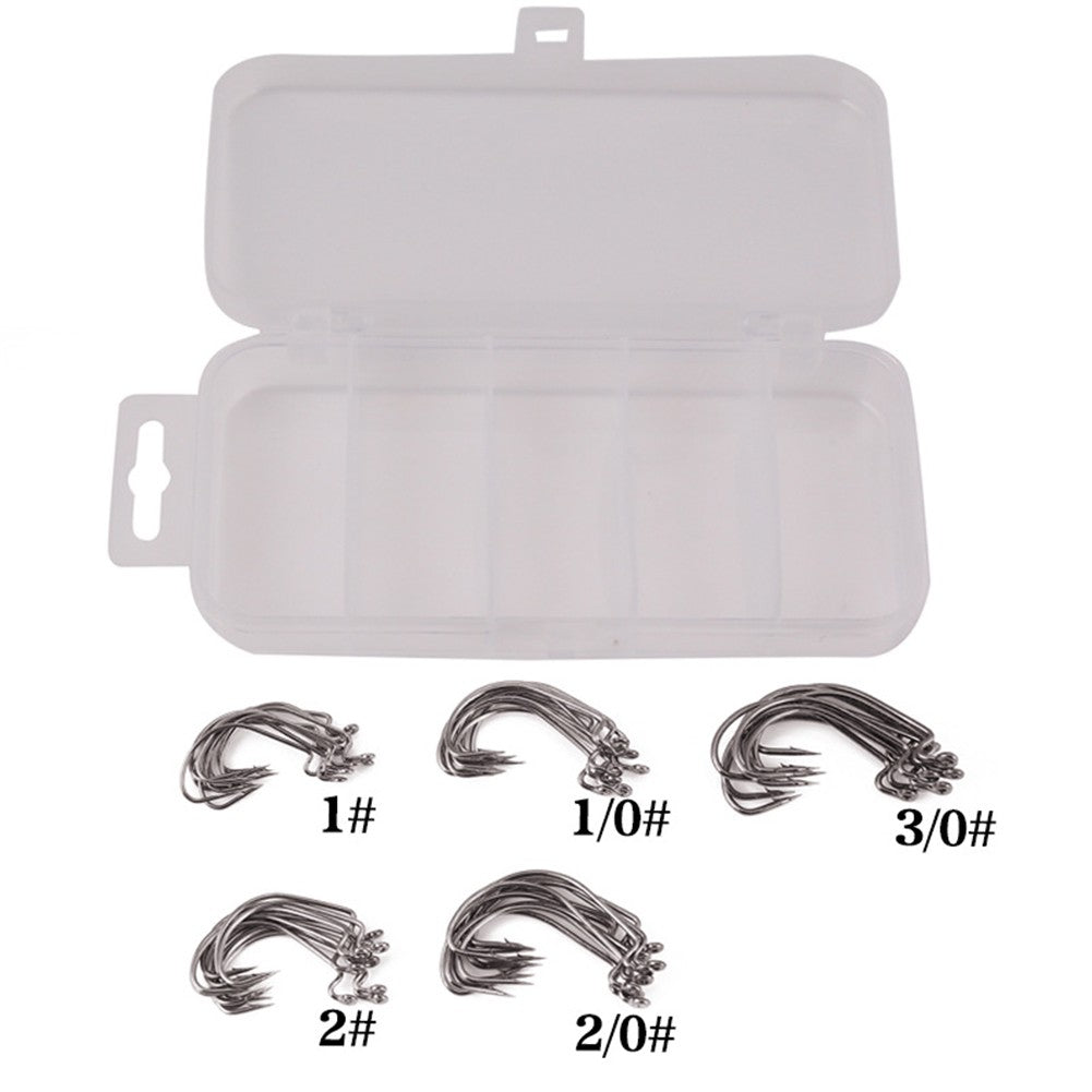 50 Pçs/Caixa Anzol Jig Crank Barbed Hook Wide Offset Fishhook Anzol Minhoca Larga Isca Macia Anzol Offset para Minhoca Macia Jig Mold Hooks