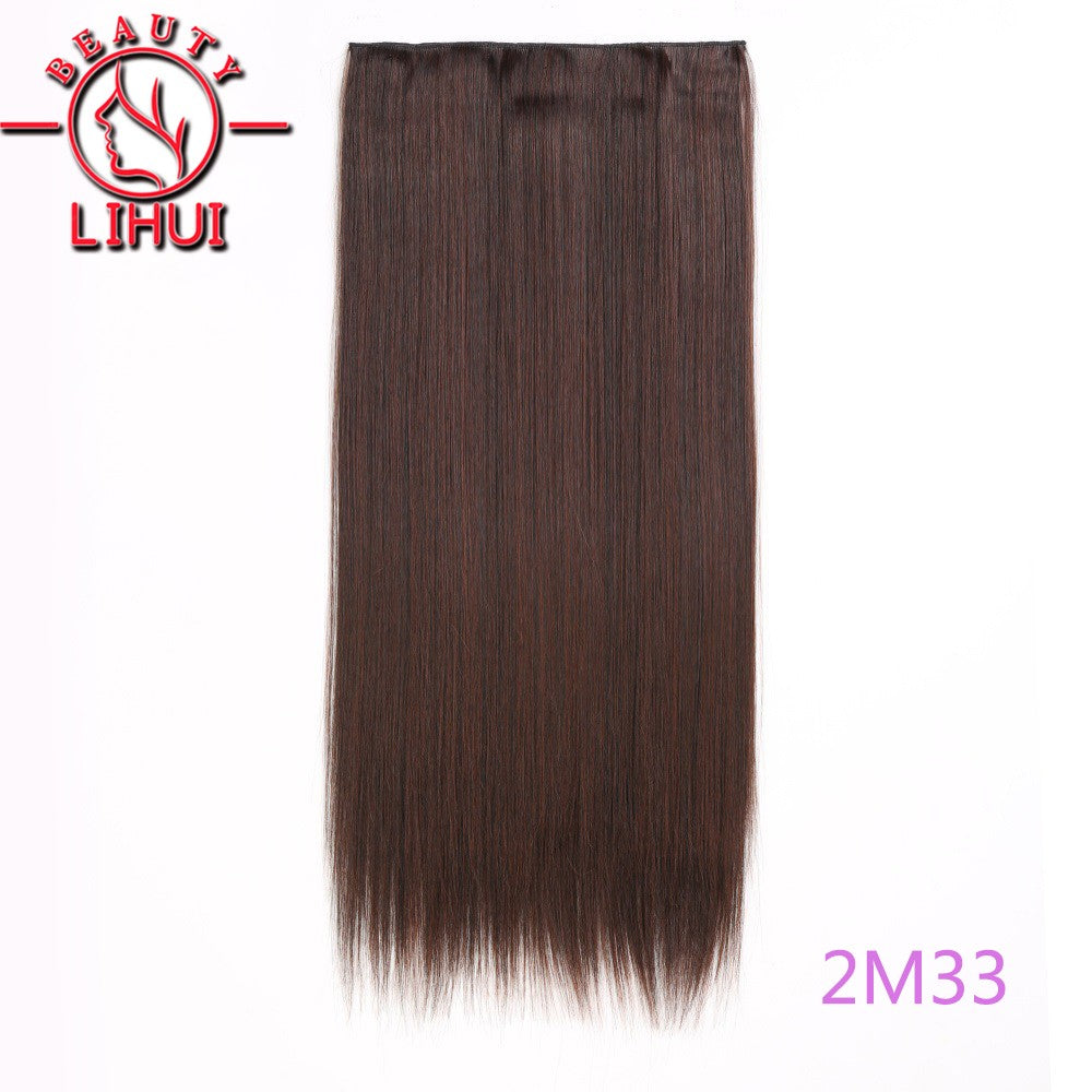 Extensões de cabelo sintéticas com clipe, longas e lisas, com 5 clipes em uma única peça, extensões de cabelo multicoloridas LIHUI