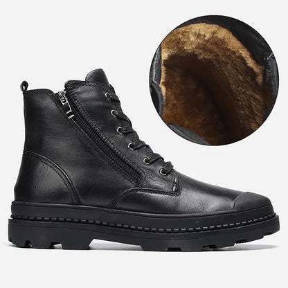 Botas Masculinas de Couro Legítimo Natural Feitas à Mão Estilo Retrô para o Inverno #9550