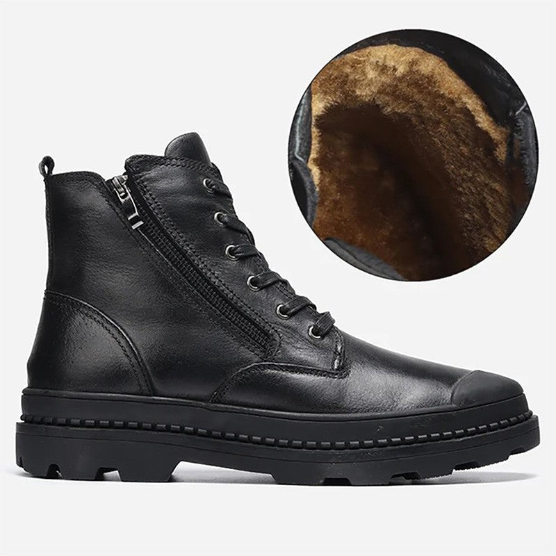 Botas Masculinas de Couro Legítimo Natural Feitas à Mão Estilo Retrô para o Inverno #9550