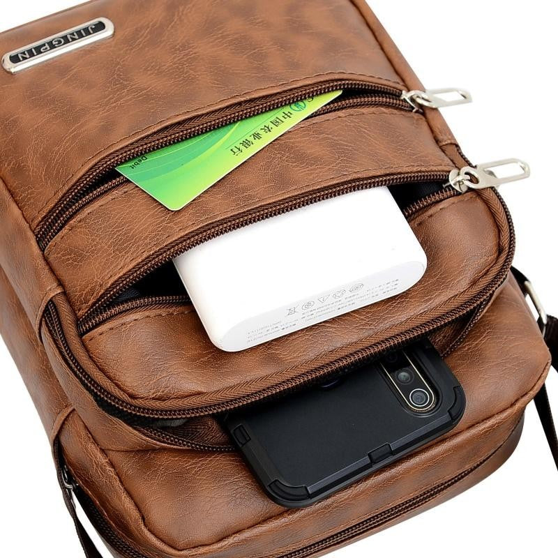 PU Leather Mens Sling Bag Messenger Shoulder Crossbody Bags Large Capacity Multifunctional Work Handbag For Daily Use