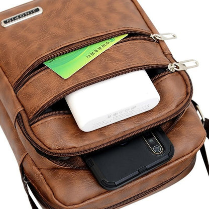 PU Leather Mens Sling Bag Messenger Shoulder Crossbody Bags Large Capacity Multifunctional Work Handbag For Daily Use