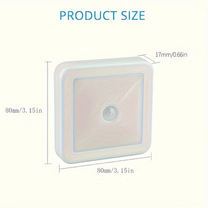 1pc Smart LED Night Light with Motion Sensor - Battery-Powered, Warm & White Light, Indoor Wall-Mounted for Bedroom, Corridor
