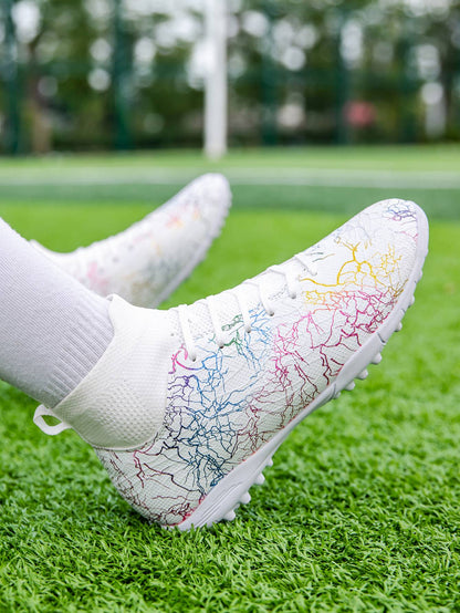 Professional High-Top Soccer Shoes for Men, Tf, Broken Nails (Referring to Cleats), Short Nails (Referring to Studs), Artificial Turf Training, Breathable, Anti-Slip