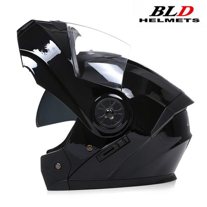 BLD Capacete Fechado Personalizado para Moto Masculino Feminino Capacete Moderno com Viseira Dupla Motocross Corrida Articulado Casco Moto