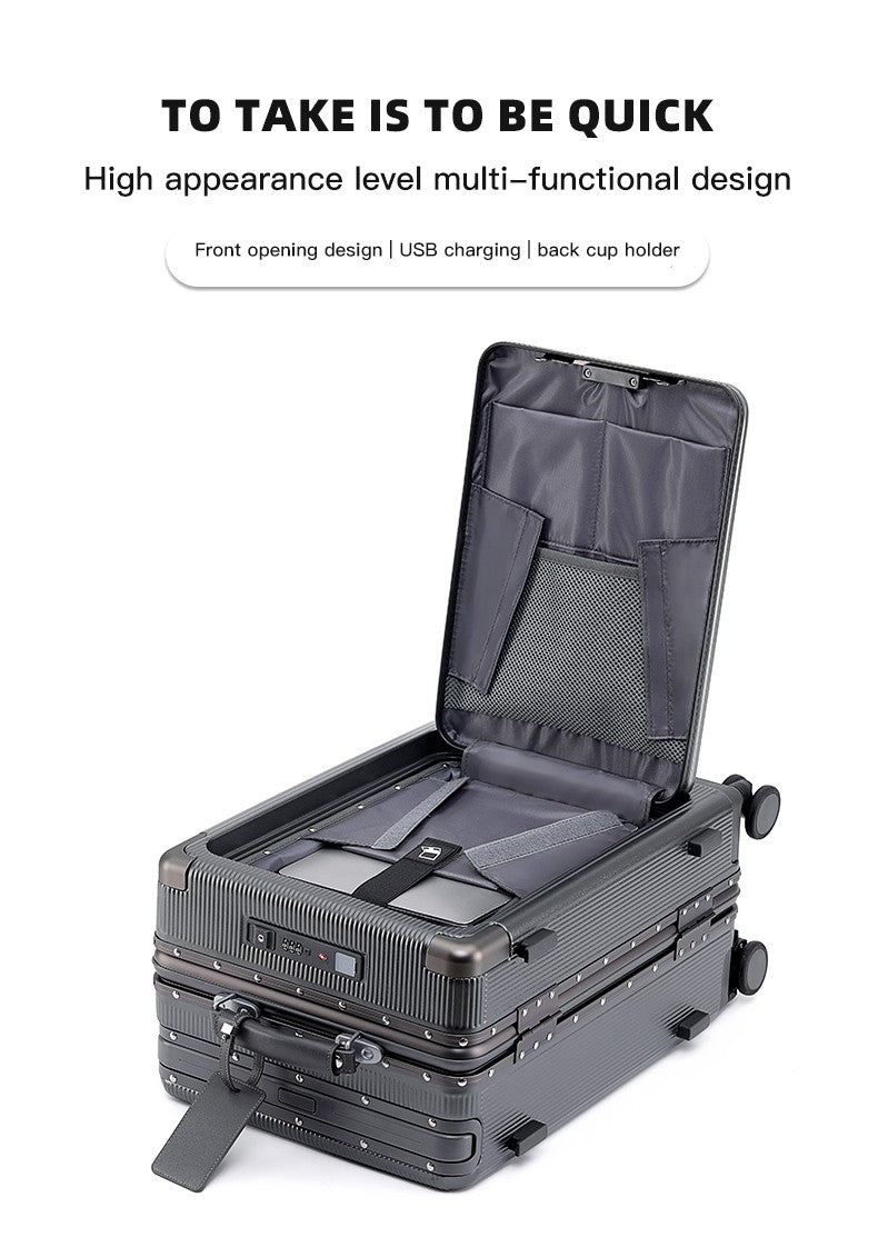 SUSHIMU Mala de Viagem Grande com Abertura Frontal Multifuncional Feminina 20 Polegadas Pequena Leve Mala de Bordo 24 Polegadas Masculina