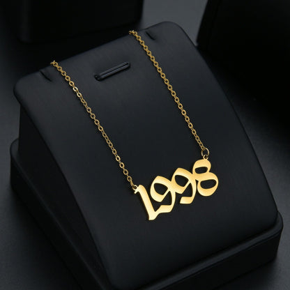 Colares de Aço Inoxidável 1980-2021 Ano de Nascimento para Mulheres e Homens Gargantilha com Número de Data Pingente de Joias Presente Comemorativo