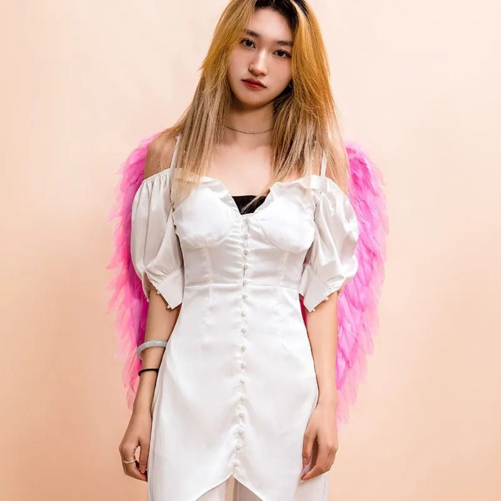 Children Adult Angel Devil White Black Feather Wings Fallen Angel Cosplay Little Wings Halloween Carnival Birthday Party Costume