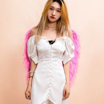 Children Adult Angel Devil White Black Feather Wings Fallen Angel Cosplay Little Wings Halloween Carnival Birthday Party Costume