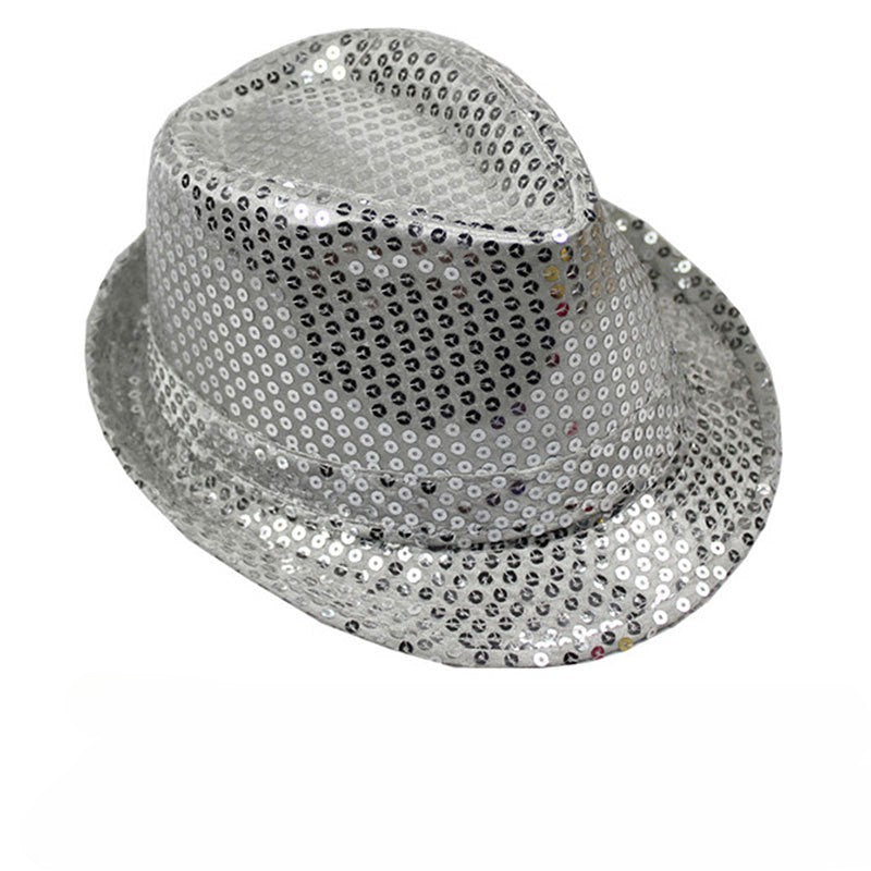 British Top Jazz Hat Bucket Hat Men Women Stage Performance Sequin Hat Shining Christmas Fedoras Party Parent Child Hat Hollween