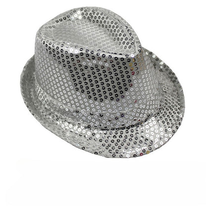 British Top Jazz Hat Bucket Hat Men Women Stage Performance Sequin Hat Shining Christmas Fedoras Party Parent Child Hat Hollween
