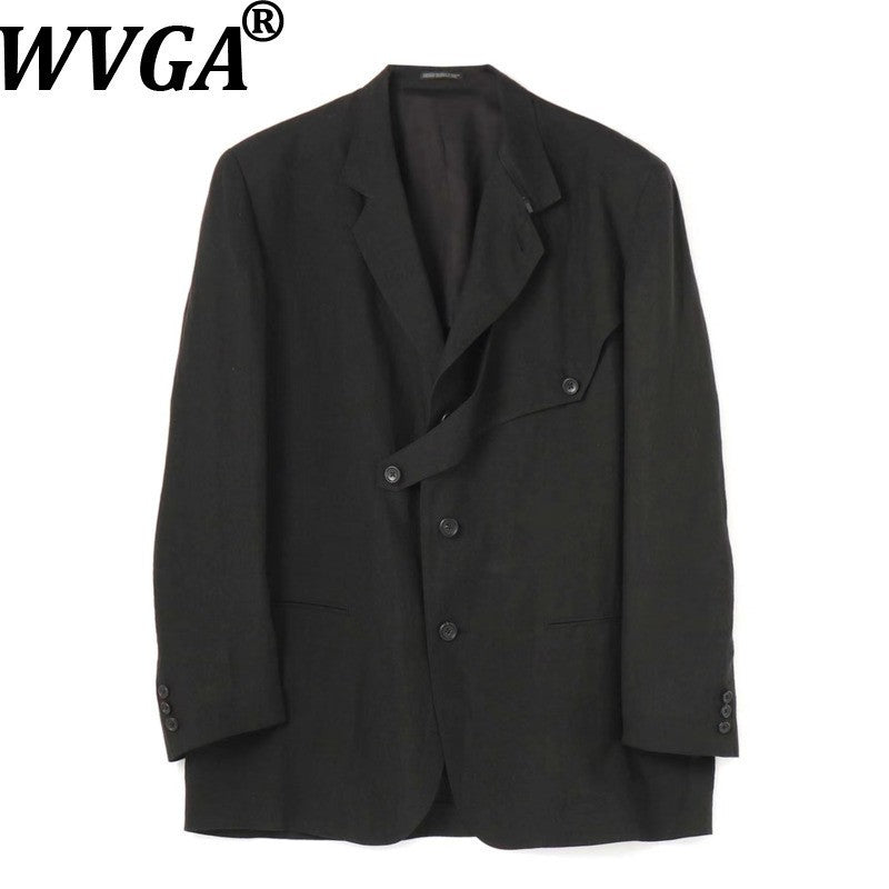 WVGA Spring Autumn New Man Tide Yamamoto Trendy Linen Blazer Niche Chic Casual Turn-Down Collar Long Sleeve Suit Coat Ins W13673