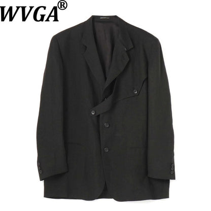 WVGA Spring Autumn New Man Tide Yamamoto Trendy Linen Blazer Niche Chic Casual Turn-Down Collar Long Sleeve Suit Coat Ins W13673