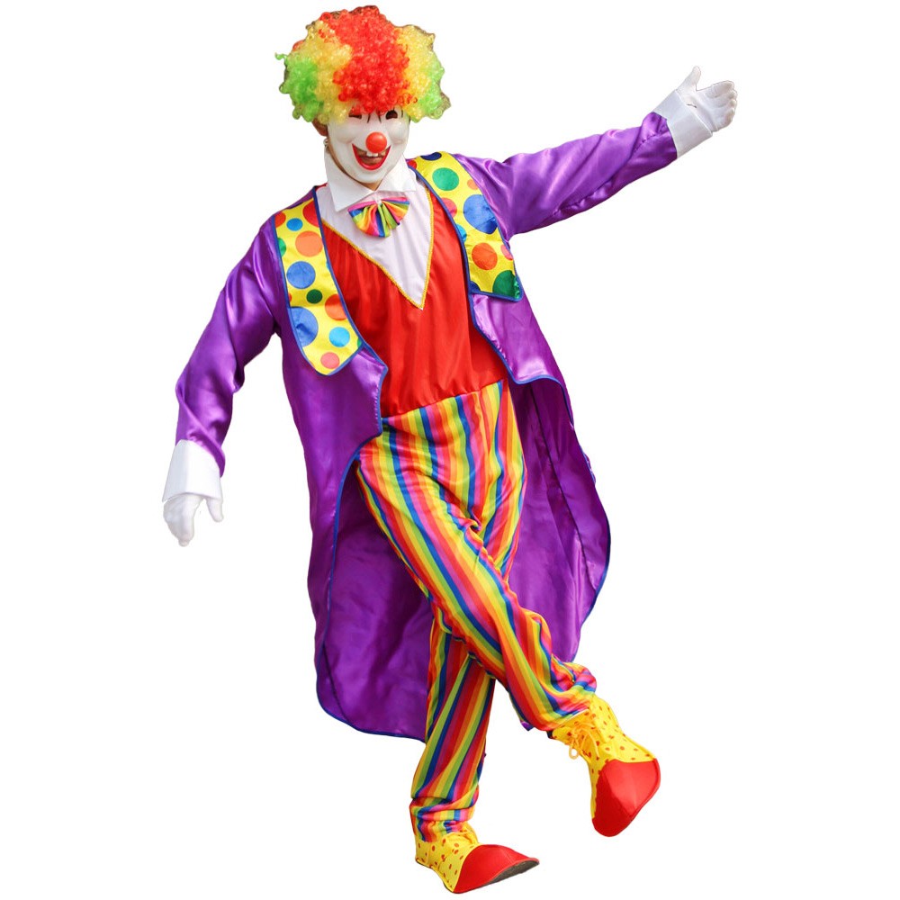 Adults Funny Clown  Costumes ,Joker Cosplay Suits for Men,Magician Performance Fancy Outfits?just Clothes,no Prop Wig/Mask/Shoes