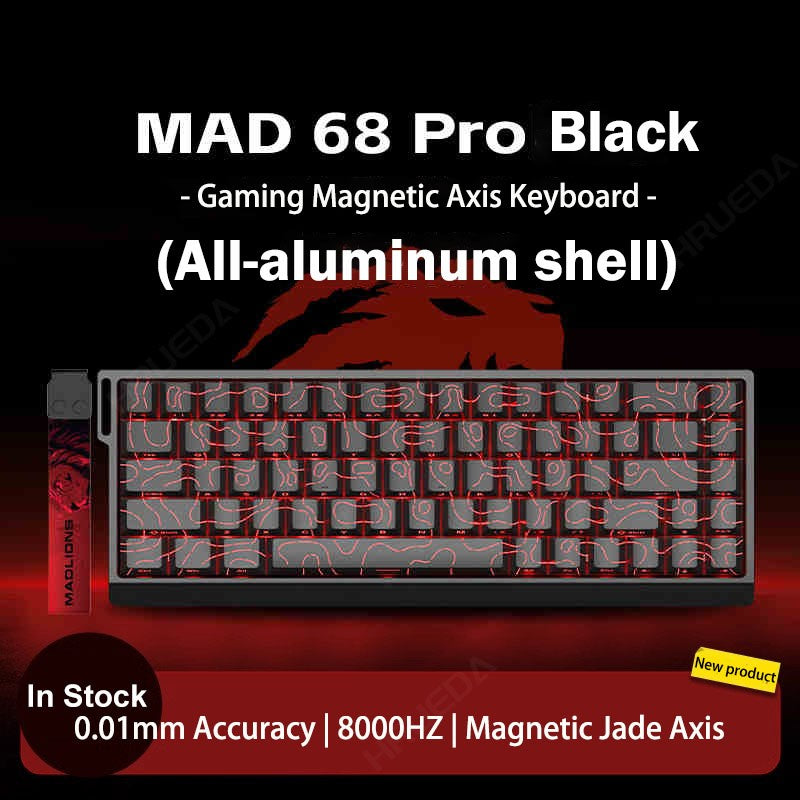 Teclado Gamer Switch Magnético MADLIONS MAD 60/68HE Com Fio Drive Web Custom 8K 61/68 Retorno RT Ajustável Hot Swap