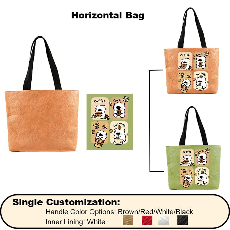 1 Piece Custom Tote Bag for Your Design Waterproof Dupont Paper Beach Bag Large Capacity Eco Shopping Shoulder Bag Woman