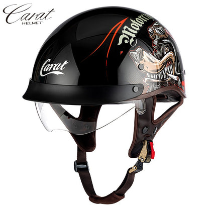 Motorcycle Half Helmet High-quality Retro Carat Multi-Purpose Headgear Classic Design Stylish Safe Comfortable Original Decals