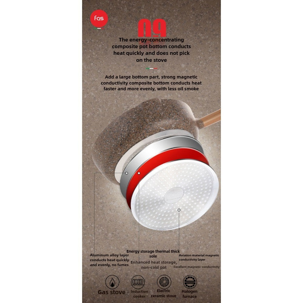 Frigideira Antiaderente de Granito DONNOR com Tampa, 30 cm, Saudável, Utensílios de Cozinha de Pedra, Vermelho ou Cinza, Fácil de Limpar
