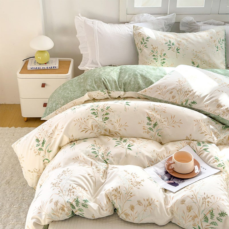 3pcs Elegant Floral Tea Art Print Duvet Cover Set? Soft Skin-Friendly Bedding Set Includes 1 Duvet Cover And 2 Pillowcases