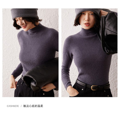 New women's sweater 100% pure cashmere high neck knitted pullover Korean version slim fit hot selling fashionable sweater