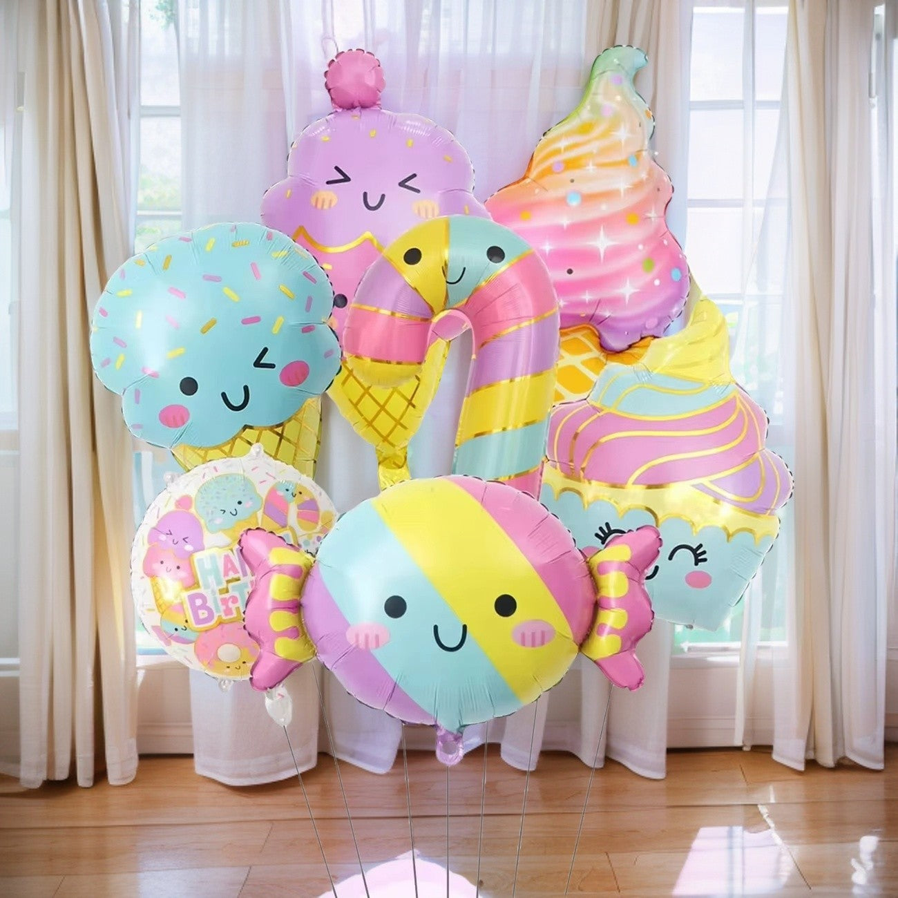 7pcs Candy & Ice Cream Theme Balloons Set pink balloons decoration party birthday balloons decoration party princess