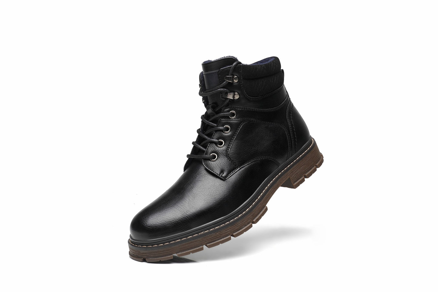 BHKH Botas Masculinas de Inverno da Moda botins Zíper Cadarço Botas de Tornozelo Sapatos Sociais Vintage de Negócios Sapatos Casuais de Couro Para Homens