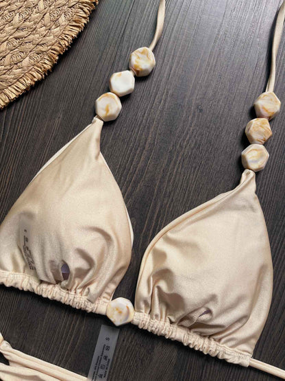 2025 Sexy Bead Bikini Swimwear Women Halter Bikini Swimsuit Beach Halter V Neck Bikini Set Beachwear Summer Bathing Suit