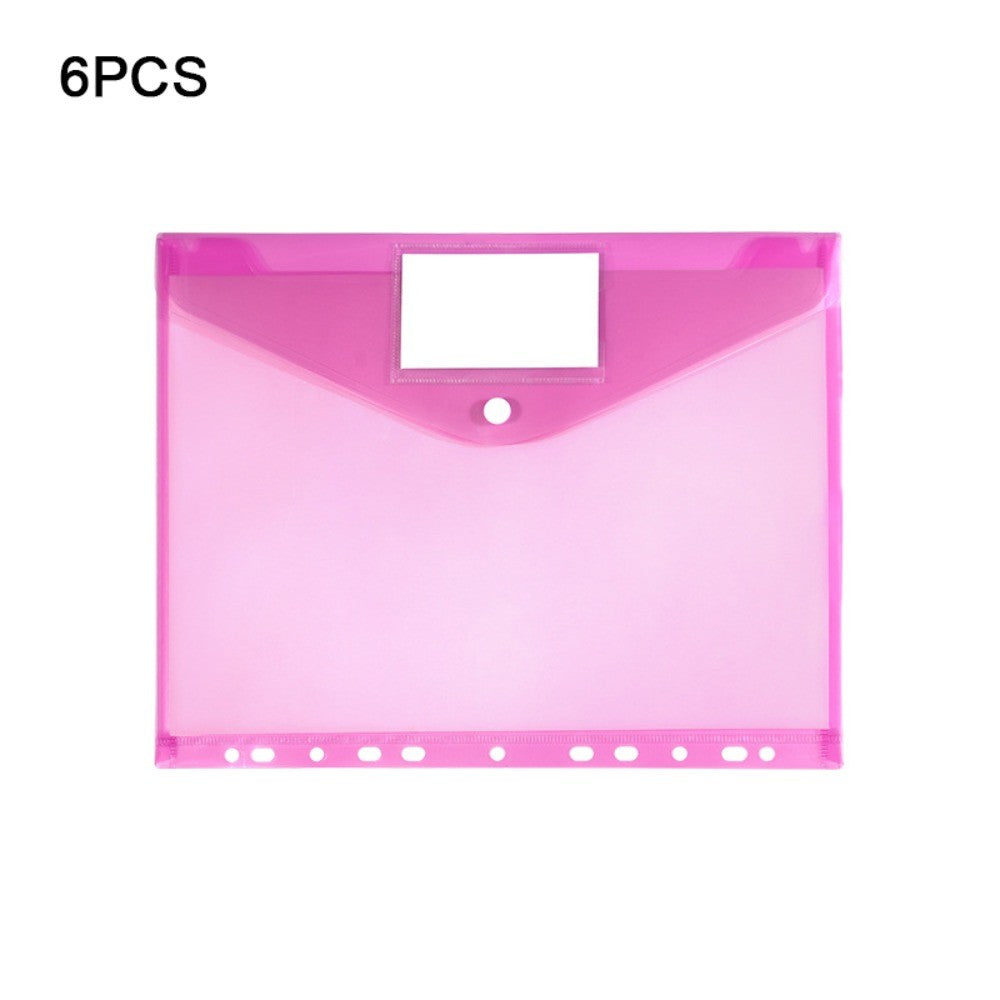 6 pcs Colorful Plastic Binder Folders Clear A4 Binder Pocket Snap Closure 11 Holes Punched Pockets Home Office