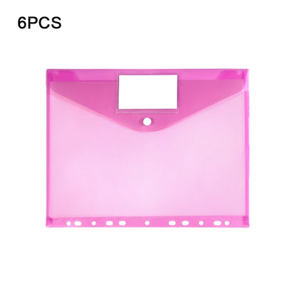 6 pcs Colorful Plastic Binder Folders Clear A4 Binder Pocket Snap Closure 11 Holes Punched Pockets Home Office