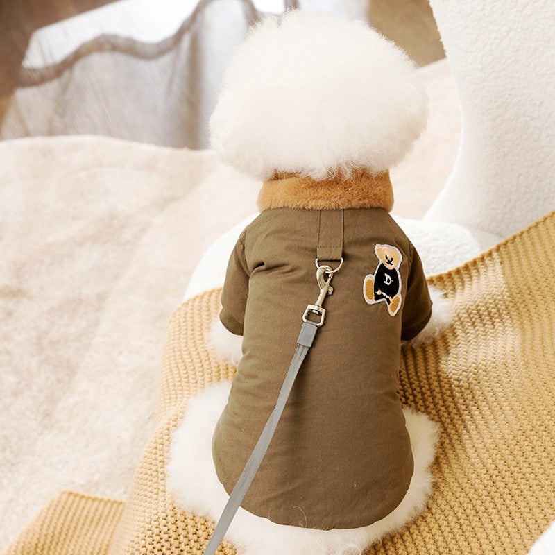 Jaqueta Fashion para Cães Down, Jaqueta de Inverno Quente para Cães, Estampa de Urso, Jaqueta para Cachorros, Casaco Macio e Fofo para Gatos, Roupas para Cães Bulldog Francês