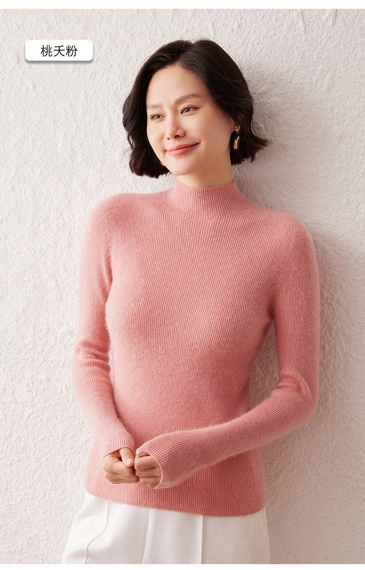 New women's sweater 100% pure cashmere high neck knitted pullover Korean version slim fit hot selling fashionable sweater