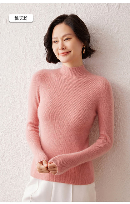New women's sweater 100% pure cashmere high neck knitted pullover Korean version slim fit hot selling fashionable sweater