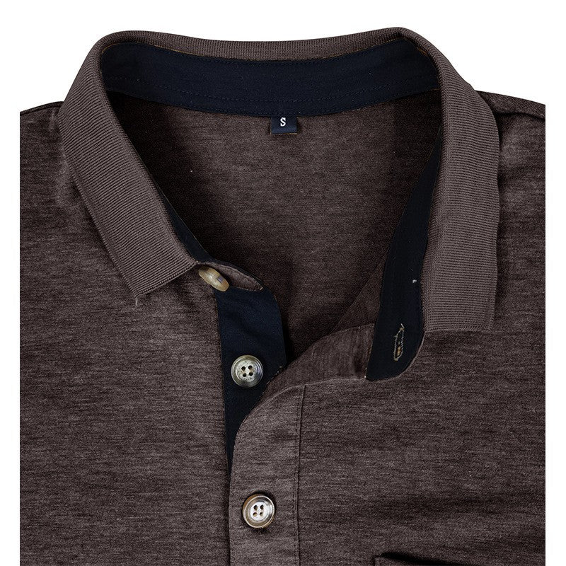 Spring Trend Men's Long Sleeve Casual Tshirt Solid Lapel Button Up Pullover Tops Autumn Turn Down Collar Bottoming Polo Shirt