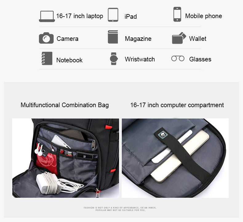 Waterproof 20 Inch Laptop Backpacks USB Charging School Bag Anti-theft Men Backpack Travel Backpack Male Mochila High Capacity